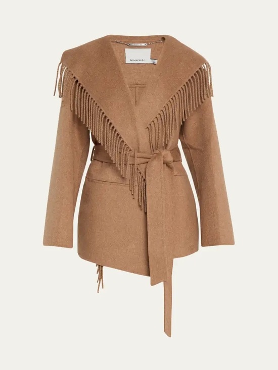 Simkhai Jackets & Blazers - SIMKHAI
Rowen Fringe Belted Wool-Blend Jacket Womens sz M